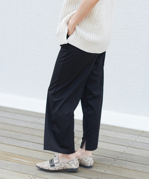 prose verse(プロズヴェール)の「ソフトポンチセンタープレスフレアパンツ リラックスパンツ ベルトセット ウエストゴム(その他パンツ・レディース・パープル/オレンジ/アイボリー/グリーン系その他6/ブラック・フリ-)」の12枚目の写真