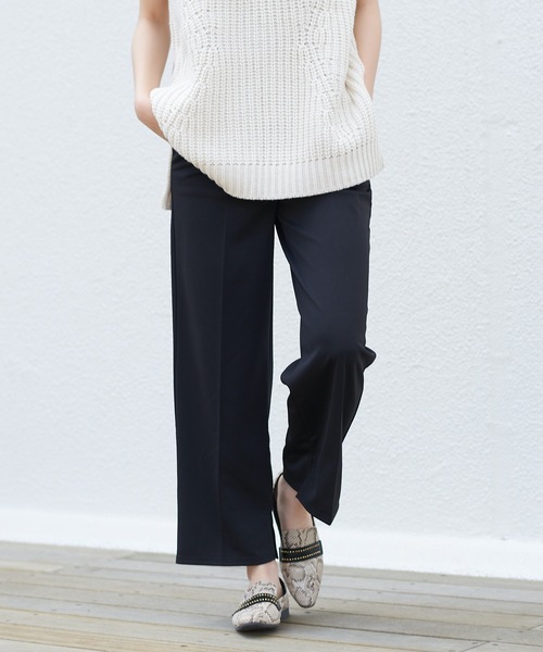 prose verse(プロズヴェール)の「ソフトポンチセンタープレスフレアパンツ リラックスパンツ ベルトセット ウエストゴム(その他パンツ・レディース・パープル/オレンジ/アイボリー/グリーン系その他6/ブラック・フリ-)」の13枚目の写真