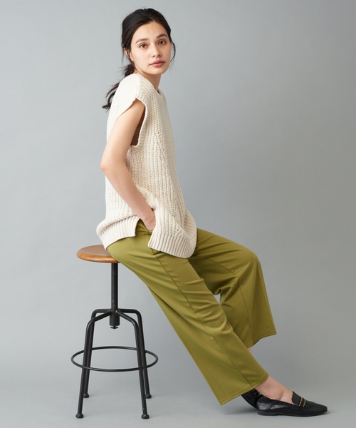 prose verse(プロズヴェール)の「ソフトポンチセンタープレスフレアパンツ リラックスパンツ ベルトセット ウエストゴム(その他パンツ・レディース・パープル/オレンジ/アイボリー/グリーン系その他6/ブラック・フリ-)」の20枚目の写真