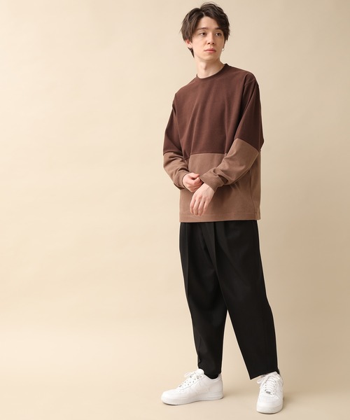 JUNRED(ジュンレッド)の「モイスチャースムース切替クルー(Tシャツ/カットソー・メンズ・ベージュ系その他/ブルー系その他・S/M/L)」の5枚目の写真