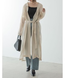 Re:EDIT | [2021S/S PRE ORDER][低身長サイズ有]シアーロングガウンコート(トレンチコート)