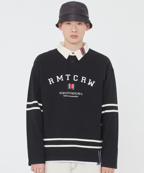 ROMANTIC CROWN（ロマンティッククラウン）の「【ROMANTIC CROWN】RMTCRW LINING POLO SHIRT / ロマンティッククラウン ロゴ ライニング ポロシャツ（ポロシャツ・メンズ・ネイビー/オートミール/ブラック・SMALL/MEDIUM/X-LARGE/LARGE）」の6枚目の写真