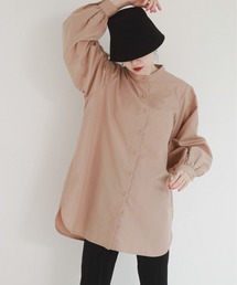 袖ボリュームバンドカラーシャツ