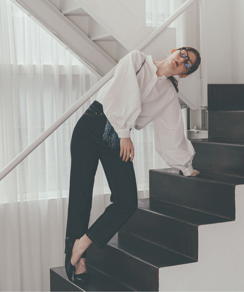 feepur（フェピュール）の「袖ボリュームバンドカラーシャツ（シャツ/ブラウス・レディース・ブラック/ベージュ/オフホワイト/ピンク/グリーン/ブルー・MEDIUM）」の20枚目の写真