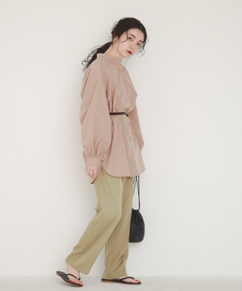 feepur（フェピュール）の「袖ボリュームバンドカラーシャツ（シャツ/ブラウス・レディース・ブラック/ベージュ/オフホワイト/ピンク/グリーン/ブルー・MEDIUM）」の14枚目の写真