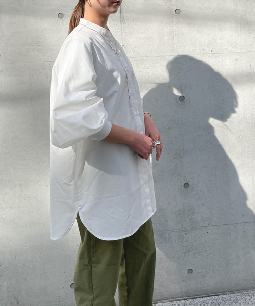 feepur（フェピュール）の「袖ボリュームバンドカラーシャツ（シャツ/ブラウス・レディース・ブラック/ベージュ/オフホワイト/ピンク/グリーン/ブルー・MEDIUM）」の18枚目の写真