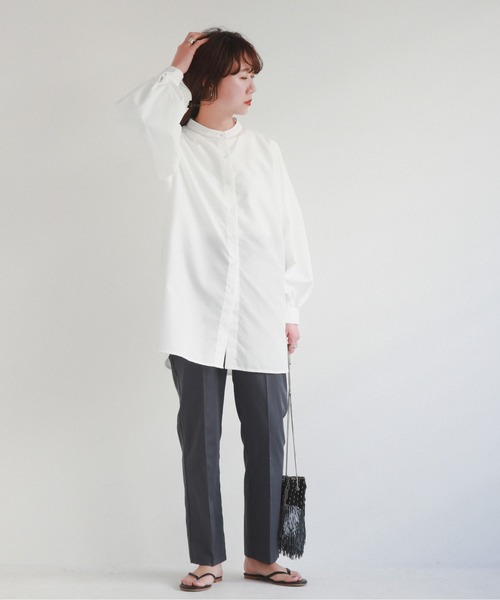 feepur（フェピュール）の「袖ボリュームバンドカラーシャツ（シャツ/ブラウス・レディース・ブラック/ベージュ/オフホワイト/ピンク/グリーン/ブルー・MEDIUM）」の15枚目の写真