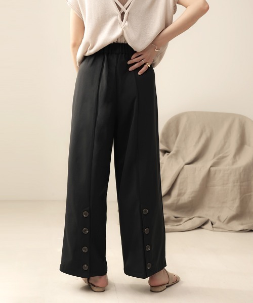 Bab(バブ)の「【WEB限定】バックボタンツイルワイドパンツ(その他パンツ・レディース・ブラック/ブラウン/ライトカーキ・38)」の7枚目の写真