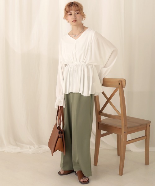 Bab(バブ)の「【WEB限定】バックボタンツイルワイドパンツ(その他パンツ・レディース・ブラック/ブラウン/ライトカーキ・38)」の8枚目の写真