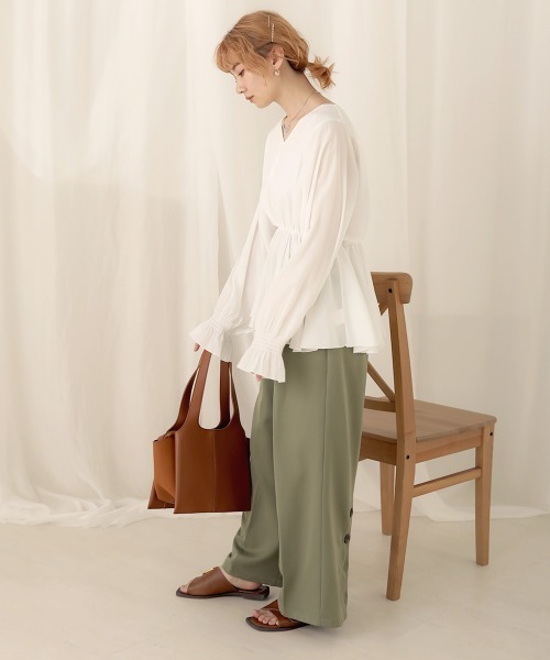 Bab(バブ)の「【WEB限定】バックボタンツイルワイドパンツ(その他パンツ・レディース・ブラック/ブラウン/ライトカーキ・38)」の11枚目の写真