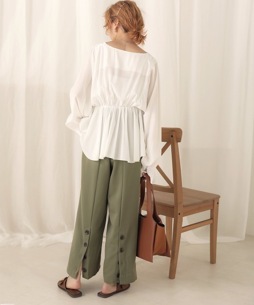 Bab(バブ)の「【WEB限定】バックボタンツイルワイドパンツ(その他パンツ・レディース・ブラック/ブラウン/ライトカーキ・38)」の13枚目の写真