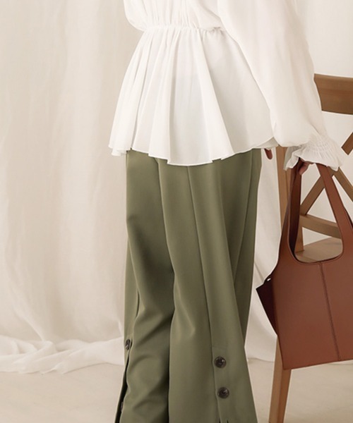 Bab(バブ)の「【WEB限定】バックボタンツイルワイドパンツ(その他パンツ・レディース・ブラック/ブラウン/ライトカーキ・38)」の14枚目の写真