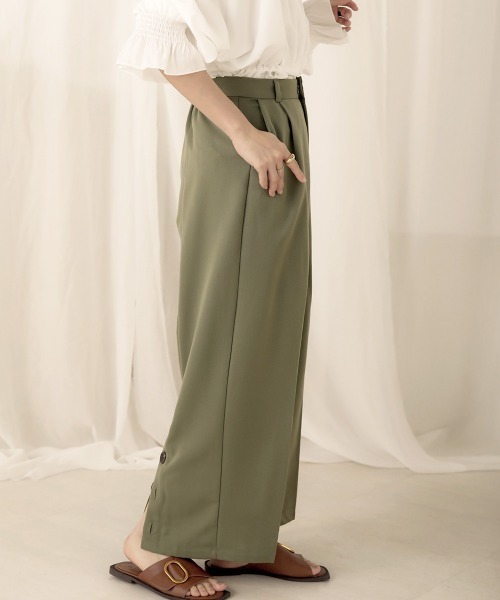 Bab(バブ)の「【WEB限定】バックボタンツイルワイドパンツ(その他パンツ・レディース・ブラック/ブラウン/ライトカーキ・38)」の18枚目の写真