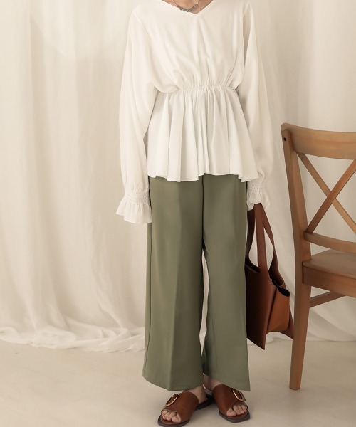 Bab(バブ)の「【WEB限定】バックボタンツイルワイドパンツ(その他パンツ・レディース・ブラック/ブラウン/ライトカーキ・38)」の19枚目の写真