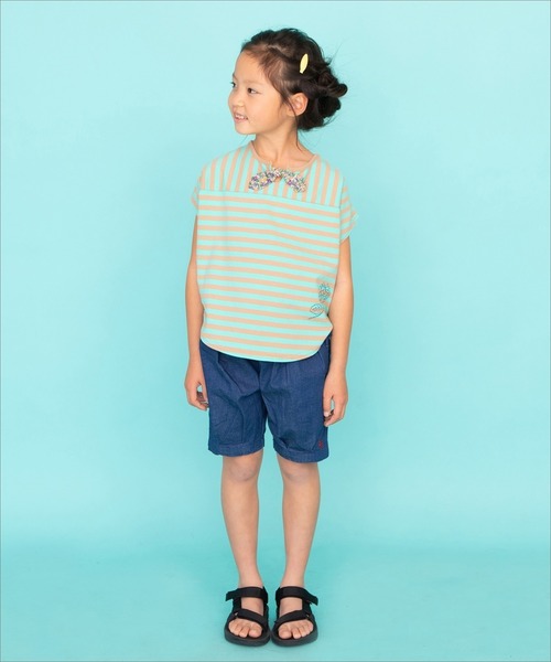 RAGMART(ラグマート)の「ボーダードルマンTシャツ(Tシャツ/カットソー・キッズ・ネイビー/グリーン・120cm/100cm/110cm/130cm)」の3枚目の写真