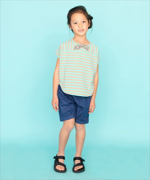 RAGMART(ラグマート)の「ボーダードルマンTシャツ(Tシャツ/カットソー・キッズ・ネイビー/グリーン・120cm/100cm/110cm/130cm)」の5枚目の写真