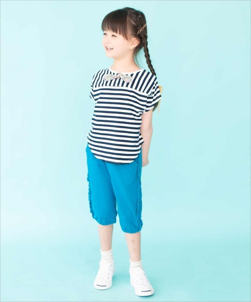 RAGMART(ラグマート)の「ボーダードルマンTシャツ(Tシャツ/カットソー・キッズ・ネイビー/グリーン・120cm/100cm/110cm/130cm)」の4枚目の写真