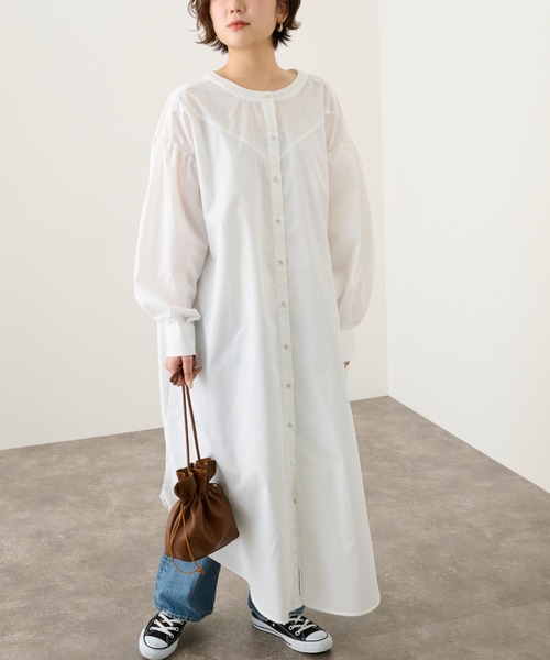 Ambre Neige(アンブルネージュ)の「2WAYロングシャツワンピース/【WEB/EC限定商品】(シャツワンピース・レディース・ブラック/オフホワイト・FREE)」の13枚目の写真