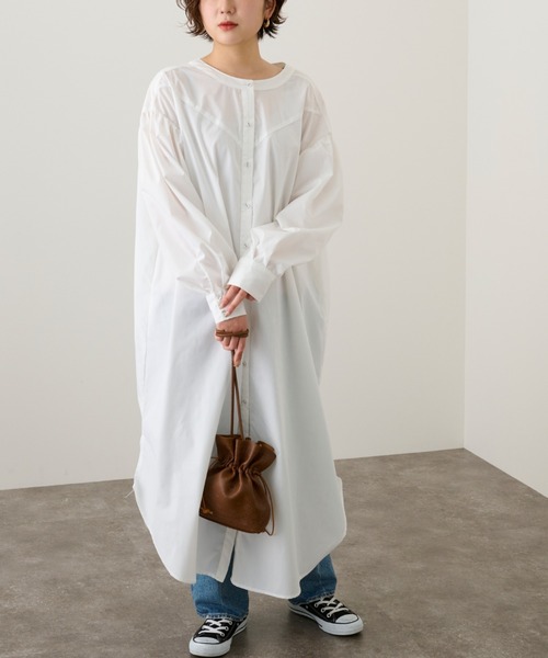 Ambre Neige(アンブルネージュ)の「2WAYロングシャツワンピース/【WEB/EC限定商品】(シャツワンピース・レディース・ブラック/オフホワイト・FREE)」の15枚目の写真