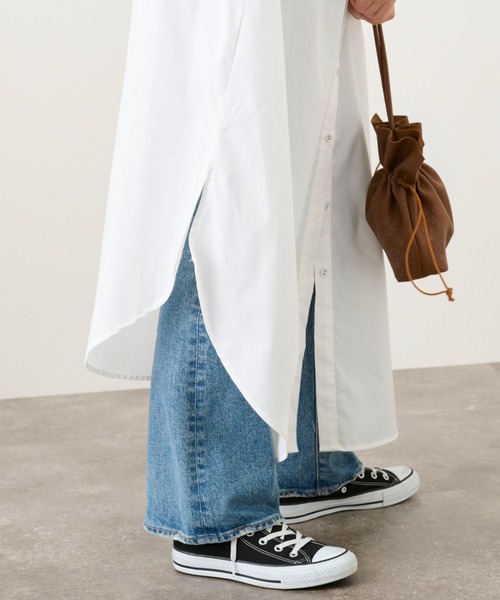 Ambre Neige(アンブルネージュ)の「2WAYロングシャツワンピース/【WEB/EC限定商品】(シャツワンピース・レディース・ブラック/オフホワイト・FREE)」の11枚目の写真