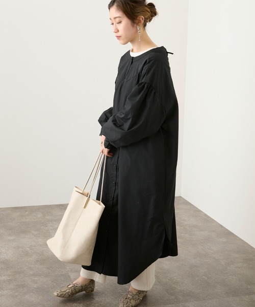 Ambre Neige(アンブルネージュ)の「2WAYロングシャツワンピース/【WEB/EC限定商品】(シャツワンピース・レディース・ブラック/オフホワイト・FREE)」の10枚目の写真