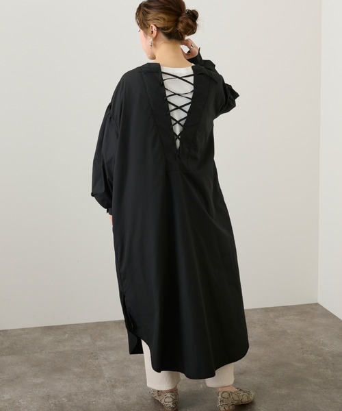Ambre Neige(アンブルネージュ)の「2WAYロングシャツワンピース/【WEB/EC限定商品】(シャツワンピース・レディース・ブラック/オフホワイト・FREE)」の12枚目の写真