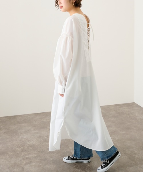 Ambre Neige(アンブルネージュ)の「2WAYロングシャツワンピース/【WEB/EC限定商品】(シャツワンピース・レディース・ブラック/オフホワイト・FREE)」の5枚目の写真