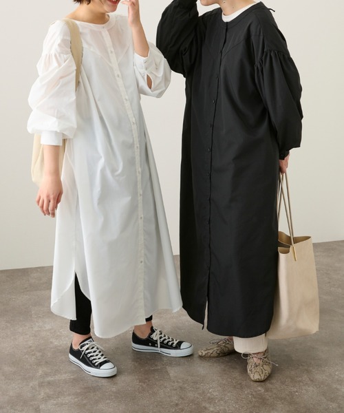 Ambre Neige(アンブルネージュ)の「2WAYロングシャツワンピース/【WEB/EC限定商品】(シャツワンピース・レディース・ブラック/オフホワイト・FREE)」の4枚目の写真