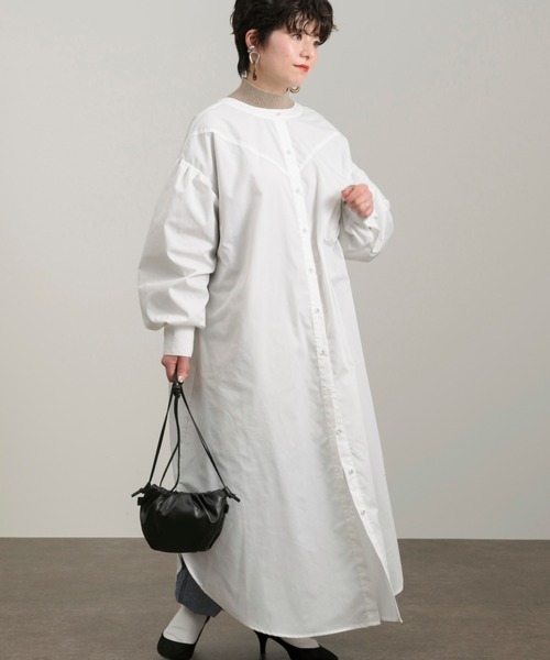 Ambre Neige(アンブルネージュ)の「2WAYロングシャツワンピース/【WEB/EC限定商品】(シャツワンピース・レディース・ブラック/オフホワイト・FREE)」の14枚目の写真