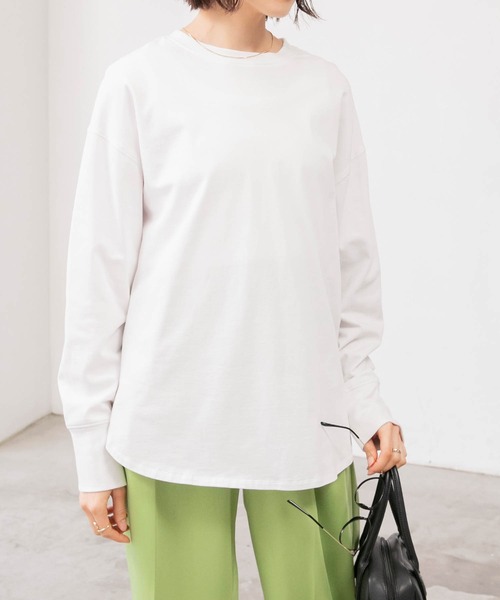 BONLECILL(ボンルシール)の「オーバーサイズラウンドヘムTシャツ(Tシャツ/カットソー・レディース・ベージュ/ブラウン/グレー/オフホワイト/ミント/チャコール・FREE)」の16枚目の写真