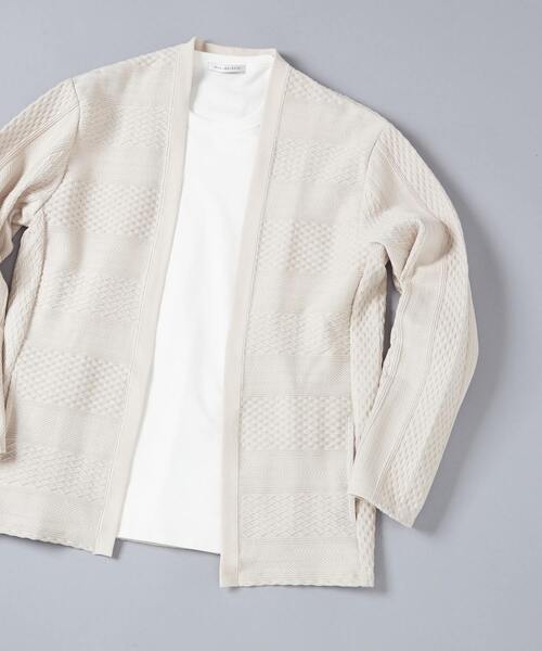 MEN'S MELROSE（メンズメルローズ）の「ケーブルジャージーボタンレスカーデ（カーディガン/ボレロ・メンズ・ライトブラウン/ベージュ/グリーン・3/4）」の2枚目の写真