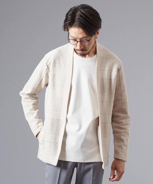 MEN'S MELROSE（メンズメルローズ）の「ケーブルジャージーボタンレスカーデ（カーディガン/ボレロ・メンズ・ライトブラウン/ベージュ/グリーン・3/4）」の12枚目の写真