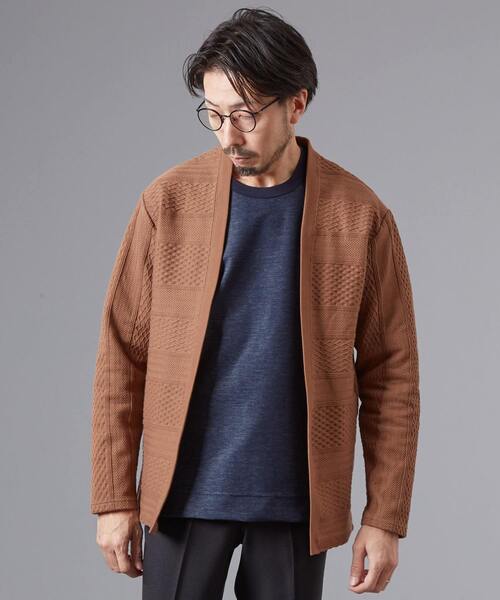 MEN'S MELROSE（メンズメルローズ）の「ケーブルジャージーボタンレスカーデ（カーディガン/ボレロ・メンズ・ライトブラウン/ベージュ/グリーン・3/4）」の14枚目の写真