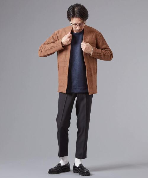MEN'S MELROSE（メンズメルローズ）の「ケーブルジャージーボタンレスカーデ（カーディガン/ボレロ・メンズ・ライトブラウン/ベージュ/グリーン・3/4）」の17枚目の写真