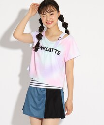 PINK-latte（ピンクラテ）の「タイダイTシャツ+スカパン+ボーダー水着4点セット（水着・キッズ）」