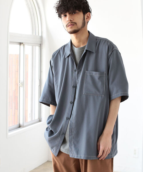 BEAMS（ビームス）の「BEAMS / ステッチ イージー シャツ（シャツ/ブラウス・メンズ・グレー/ブラック/ベージュ/ネイビー・LARGE/SMALL/MEDIUM/X-LARGE）」の3枚目の写真