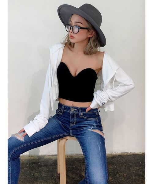 GYDA（ジェイダ）の「【WEB限定】GOGO SHAWTY ショートパーカー（パーカー・レディース・ブラック/グレー/オフホワイト・FREE）」の8枚目の写真