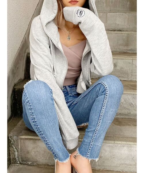 GYDA（ジェイダ）の「【WEB限定】GOGO SHAWTY ショートパーカー（パーカー・レディース・ブラック/グレー/オフホワイト・FREE）」の21枚目の写真