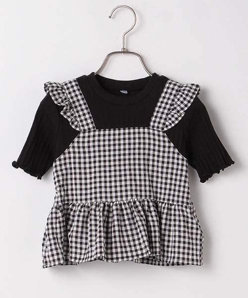 b・ROOM（ビールーム）の「【プチプラ】ビスチェレイヤード風半袖トップス（Tシャツ/カットソー・キッズ・ベージュ/ミント/ブラック・110cm/130cm/100cm/120cm/140cm）」の2枚目の写真