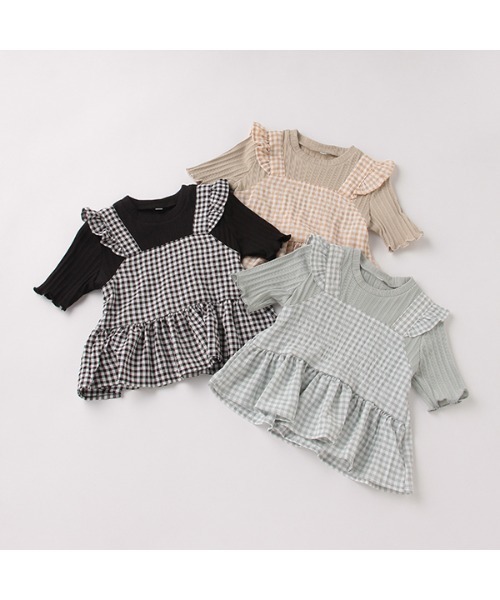 b・ROOM（ビールーム）の「【プチプラ】ビスチェレイヤード風半袖トップス（Tシャツ/カットソー・キッズ・ベージュ/ミント/ブラック・110cm/130cm/100cm/120cm/140cm）」の13枚目の写真