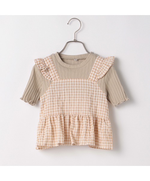 b・ROOM（ビールーム）の「【プチプラ】ビスチェレイヤード風半袖トップス（Tシャツ/カットソー・キッズ・ベージュ/ミント/ブラック・110cm/130cm/100cm/120cm/140cm）」の12枚目の写真
