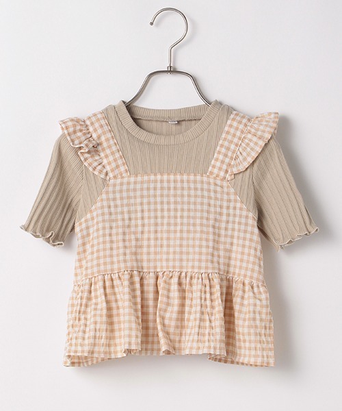 b・ROOM（ビールーム）の「【プチプラ】ビスチェレイヤード風半袖トップス（Tシャツ/カットソー・キッズ・ベージュ/ミント/ブラック・110cm/130cm/100cm/120cm/140cm）」の15枚目の写真