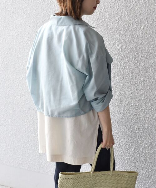 SHIPS（シップス）の「ダブルポケットシアーショートシャツ（シャツ/ブラウス・レディース・ライトブルー/オレンジ/ブラック・ONE SIZE）」の18枚目の写真