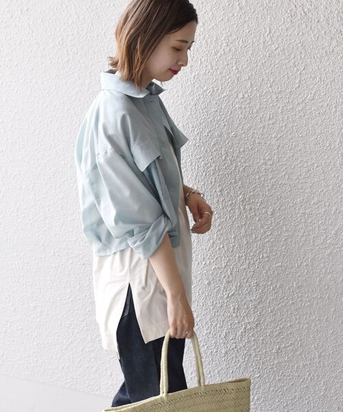 SHIPS（シップス）の「ダブルポケットシアーショートシャツ（シャツ/ブラウス・レディース・ライトブルー/オレンジ/ブラック・ONE SIZE）」の19枚目の写真