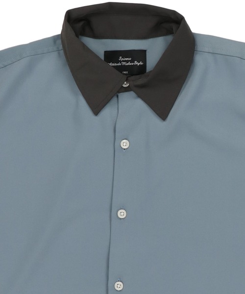 SPINNS(スピンズ)の「【ゆったりシルエット】襟カラー切替シャツ(シャツ/ブラウス・メンズ・ブラック/オフホワイト/ブルー・ONESIZE)」の12枚目の写真