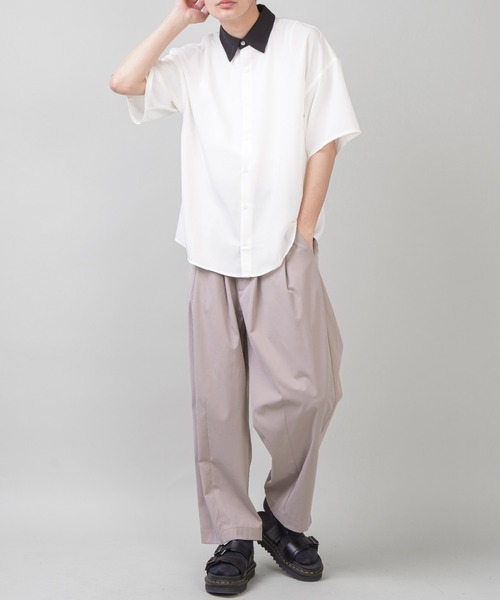 SPINNS(スピンズ)の「【ゆったりシルエット】襟カラー切替シャツ(シャツ/ブラウス・メンズ・ブラック/オフホワイト/ブルー・ONESIZE)」の16枚目の写真