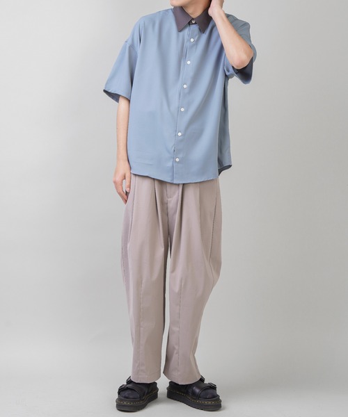 SPINNS(スピンズ)の「【ゆったりシルエット】襟カラー切替シャツ(シャツ/ブラウス・メンズ・ブラック/オフホワイト/ブルー・ONESIZE)」の17枚目の写真