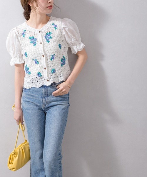 SpRay(スプレイ)の「刺繍クロシェドッキングTOPS(シャツ/ブラウス・レディース・ベージュ/オフホワイト・FREE)」の1枚目の写真