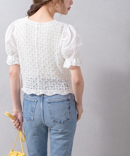 SpRay(スプレイ)の「刺繍クロシェドッキングTOPS(シャツ/ブラウス・レディース・ベージュ/オフホワイト・FREE)」の6枚目の写真