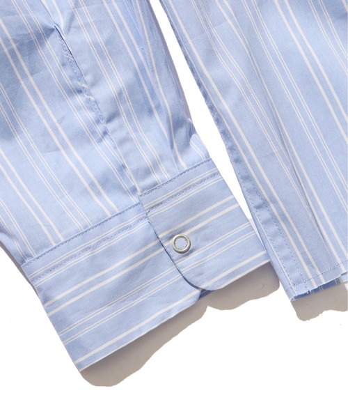 ROOP TOKYO by Hayato(ループトウキョウバイハヤト)の「ROOPTOKYO by Hayato Back Button Stripe Shirts ストライプシャツ レギュラーカラー(シャツ/ブラウス・メンズ・ベージュ/サックスブルー・M/L)」の4枚目の写真